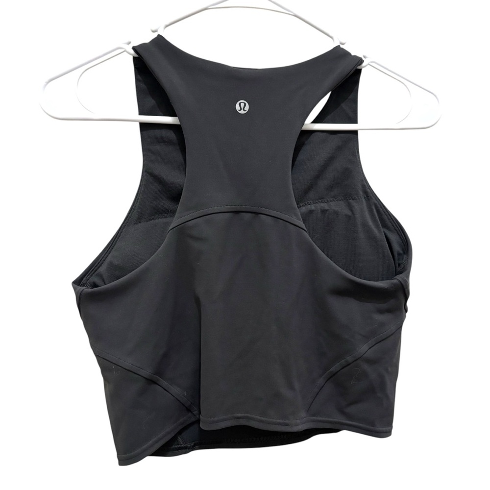 Lululemon slate gray 8 fast and free high neck crop tank bralette active top